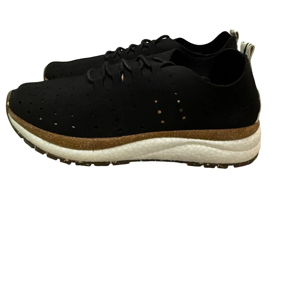 OTBT Alstead Perferated Black Textile Calf Hair Cow Print Sneakers Womens 9M‎